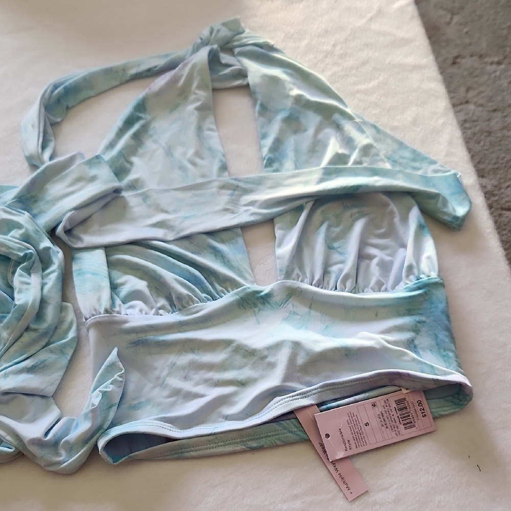 Abercrombie & Fitch Blue Tie-Dye Halter Bra